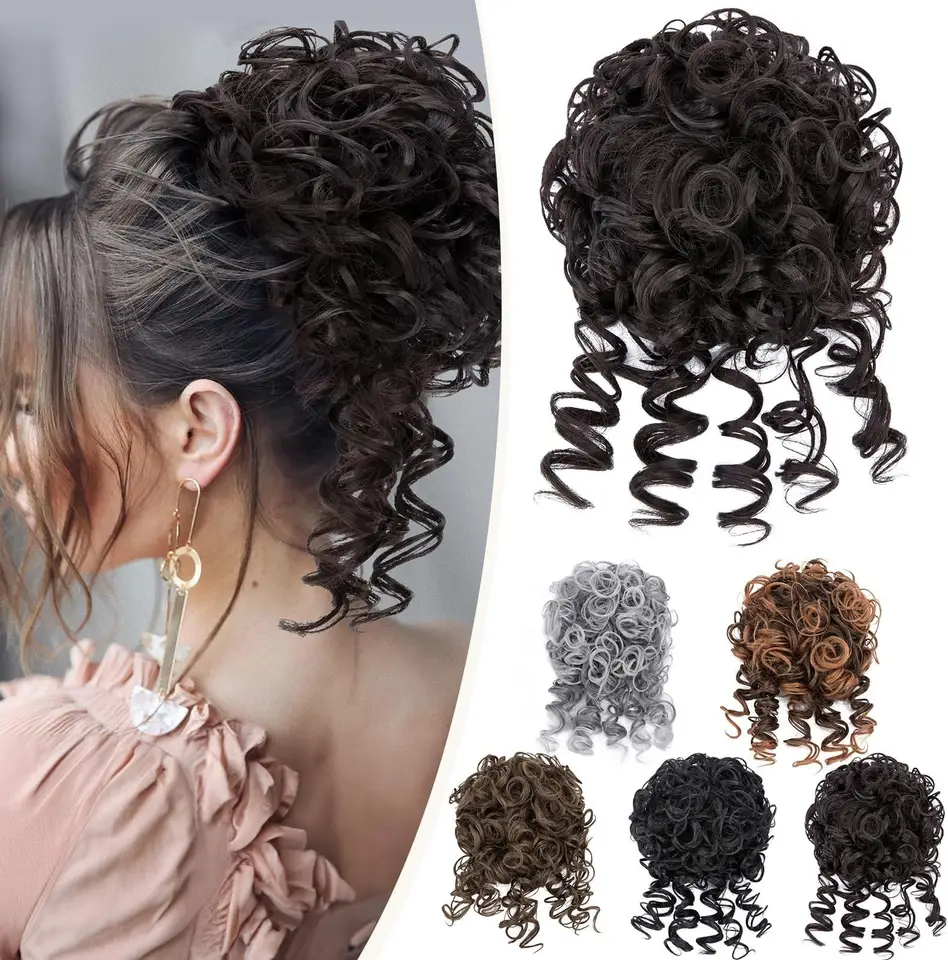 Chaotický kus vlasov Elastic Elastic Replacedstring Loose Wave Curly Scrunchies cytail predlžovanie syntetické predlžovanie vlasov pre ženy