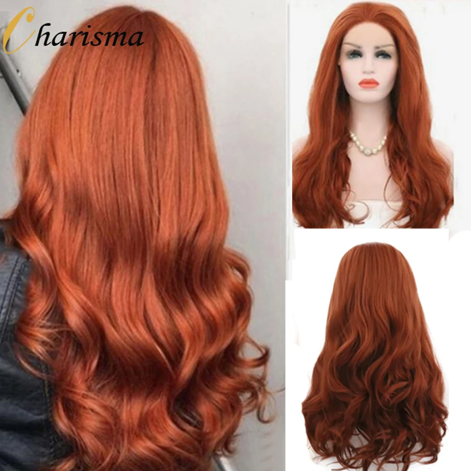 Charisma Body Wave Lace Lace predné parochne voľná časť Červená parochňa syntetická čipka predná parochňa Vysokotextená vlákna Vlasy Ženy Parochne