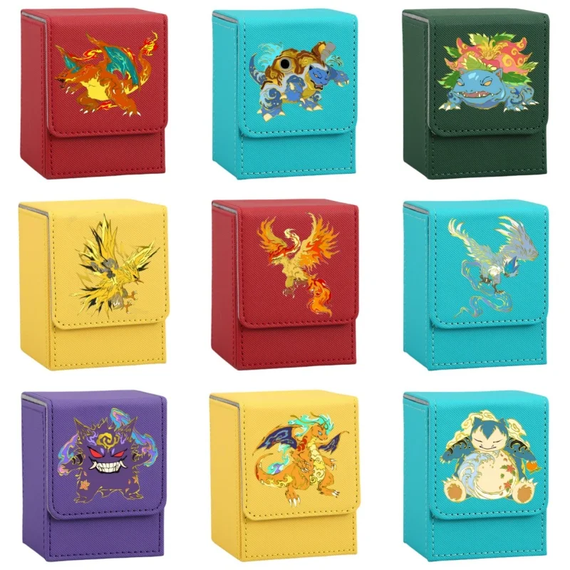 Charizard Card Case Gengar Blastoise Venusaur SNORLAX PTCG DIY Kvalitná kožená akčná hračka FICURES Game Collection Storage Box