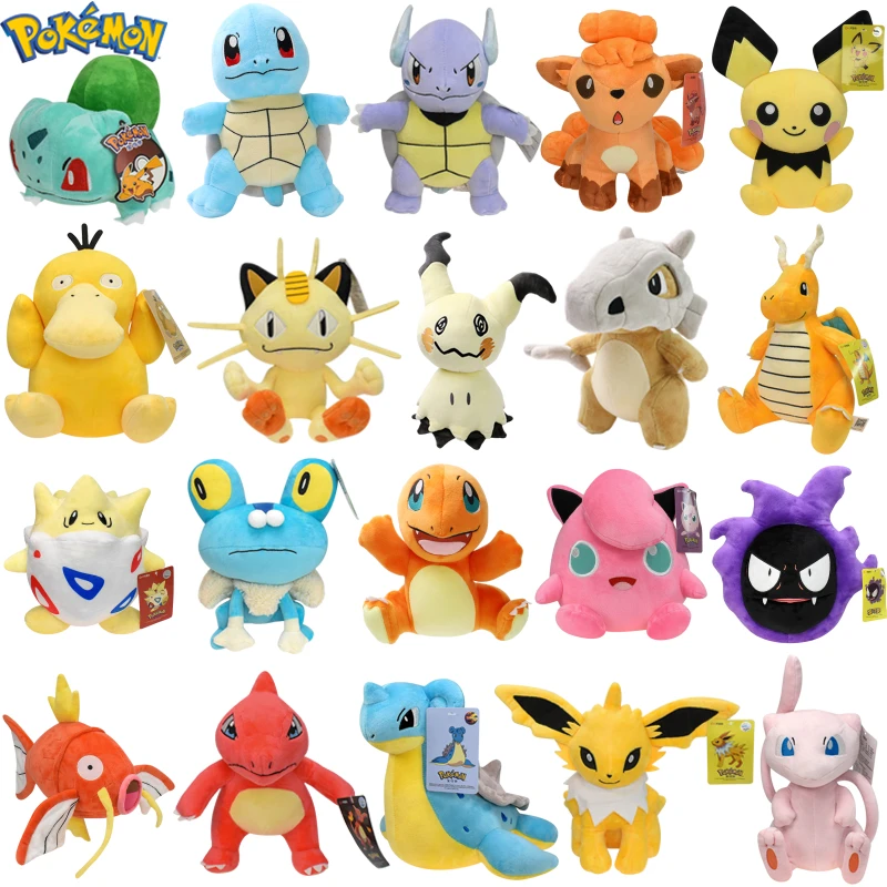 Charizard Wartortle Vulpix Mimikyu Soft Plys Hračky Meowth Magikarp Mew Jolteon Peluche Dolls Festivals Darčeky