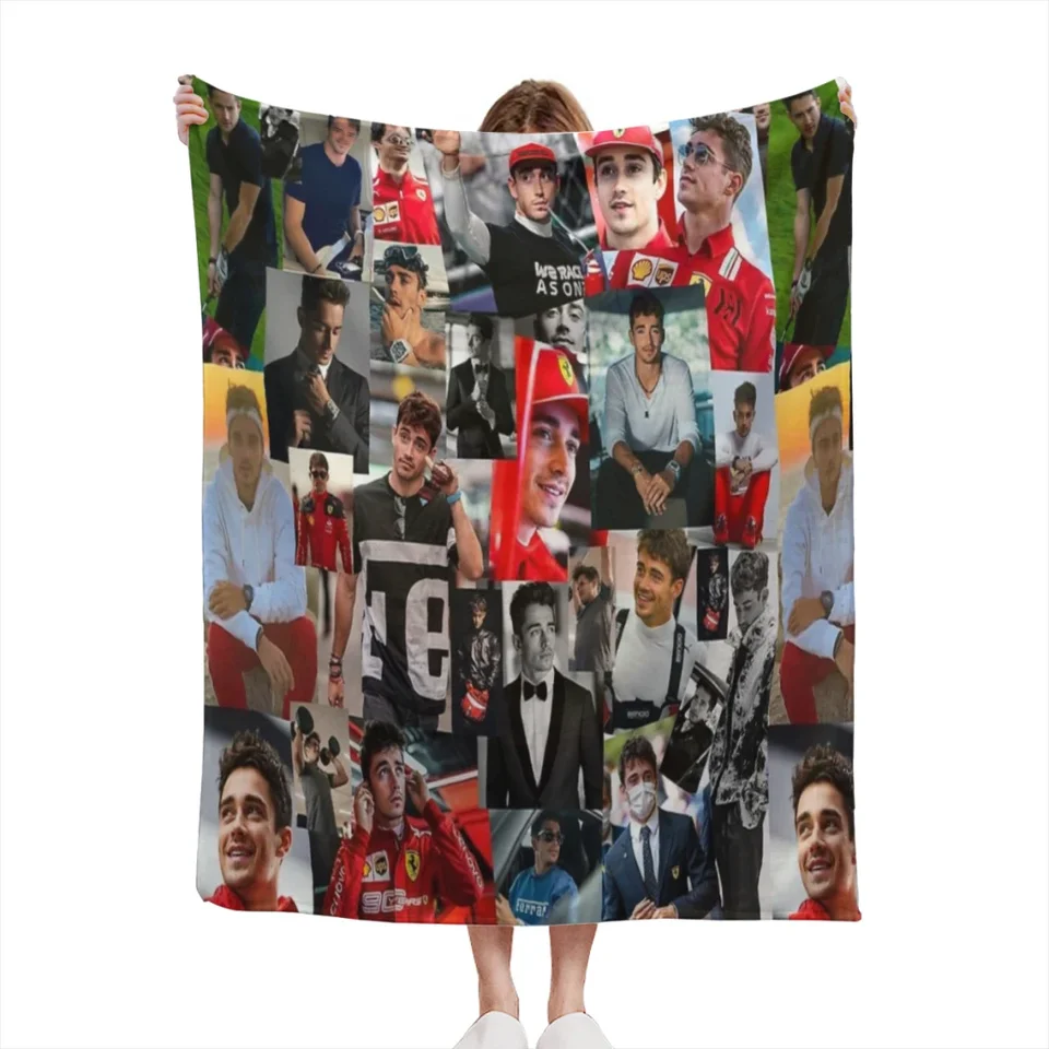 Charles Leclerc Monacan Motorsports Racing Driver Collage letná prikrývka tenká prikrývka pokrývač Flanel Soft Hrow prikrývky