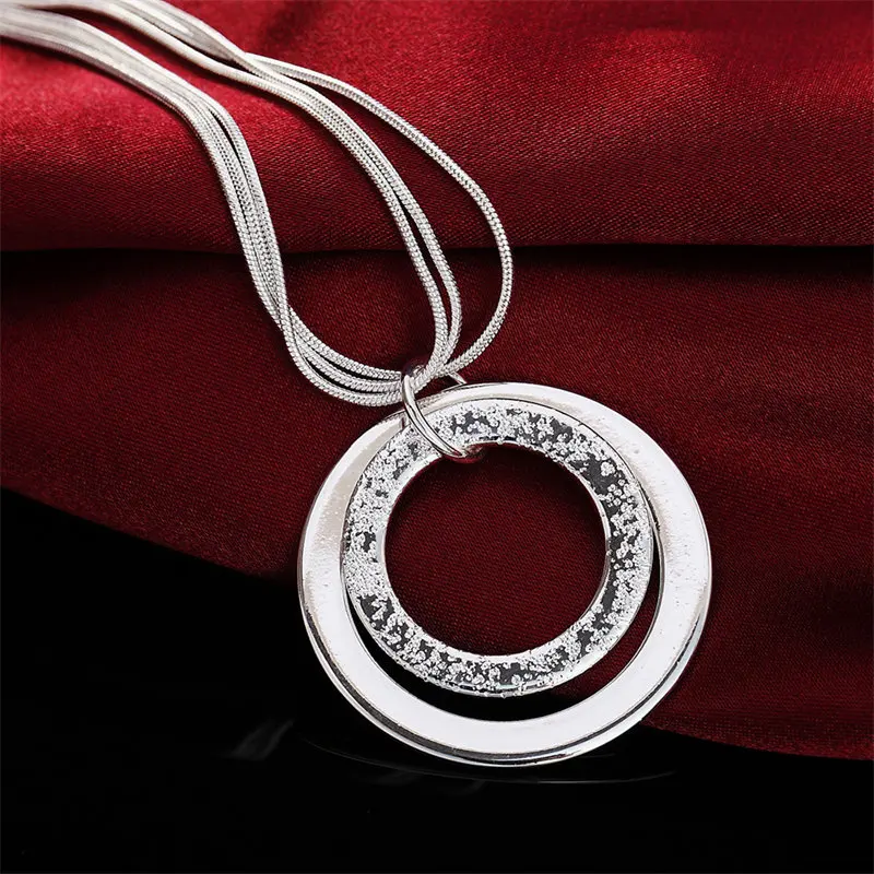 Charm 925 Sterling Silver 18 palcov jemný dvojitý kruh Ženy Men náhrdelník pre módne temperamentné klenoty Svadba