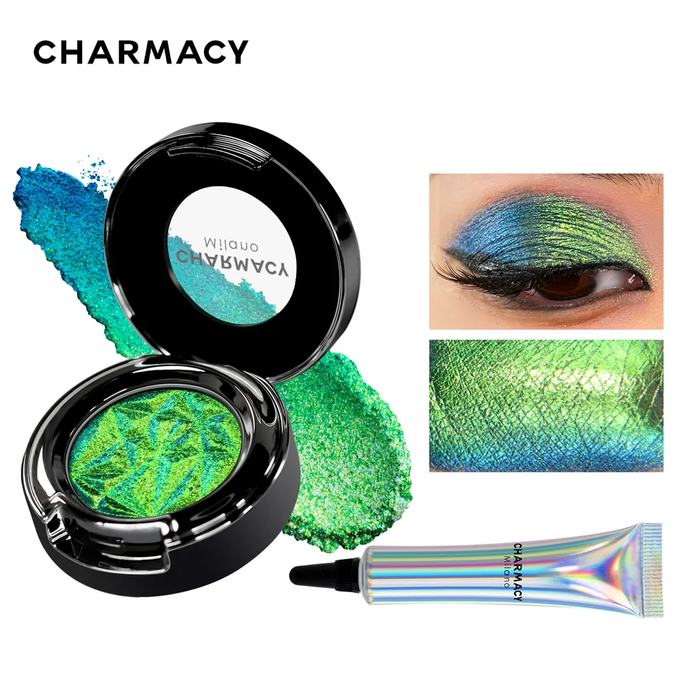 Charmacy MultiChrOm Glitter Eyeshadow Set s primerom dlhotrvajúcim vysokým chrómovým pigmentom Eye Shadow Kosmetický makeup pre ženy