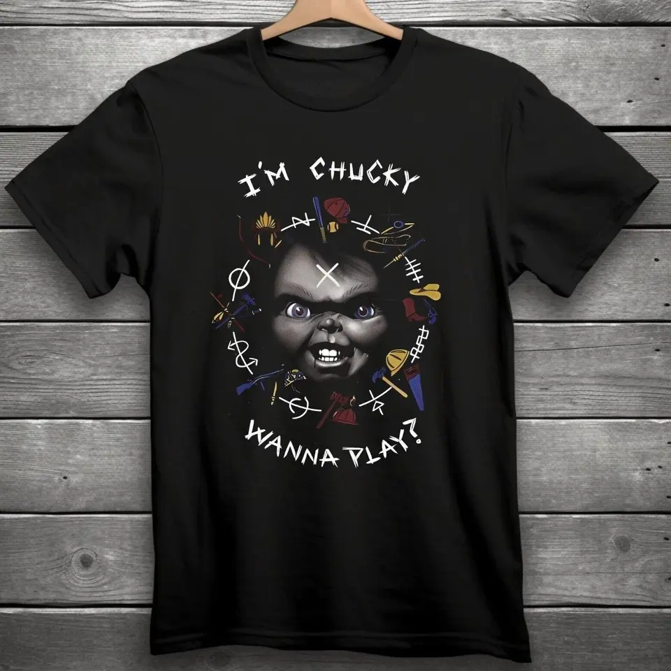Chcem hrať Chucky? Hororové filmové tričko čierne S-3xl Chucky