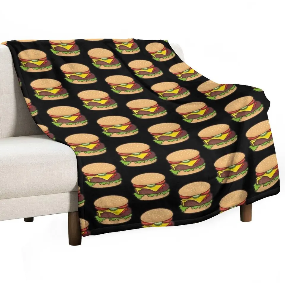 Cheeseburgerový vzor hádzajte prikrývku Krásne flanelové tkaniny prikrývky
