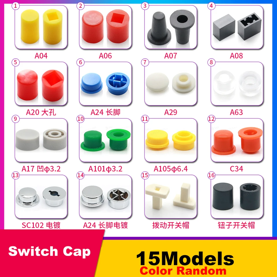 Chenghaoran 15ks/šarža 6*6 mm prepínač tlačidla TAMP Micro Switch Balíček Balíček tlačidla tlačidla Komponent Komponent Component