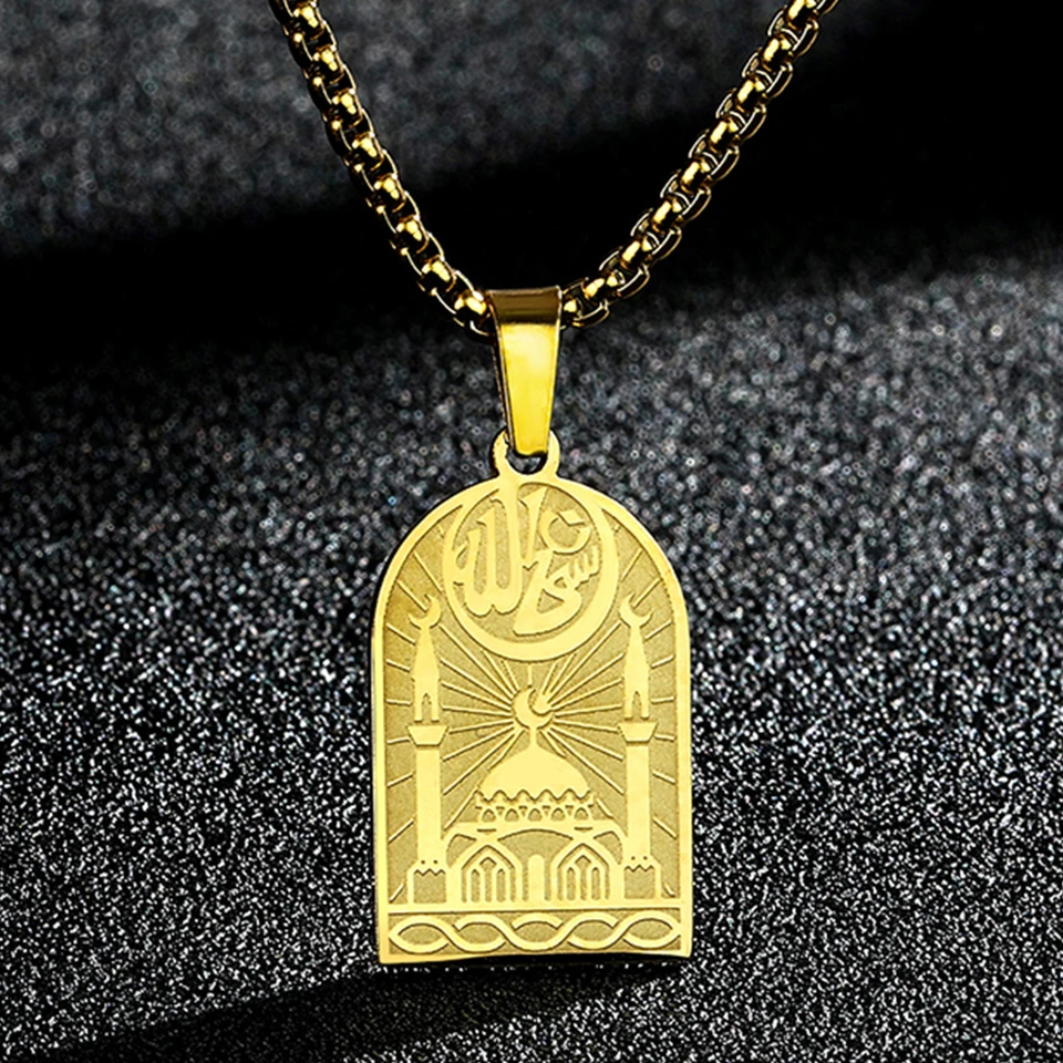 Chengxun Staroveký moslimský islamský kostol prívesok pre ženy pre ženy Men Men Men Men Men Men arabský islam Alah kúzlo krk reťazec amulet talisman šperky