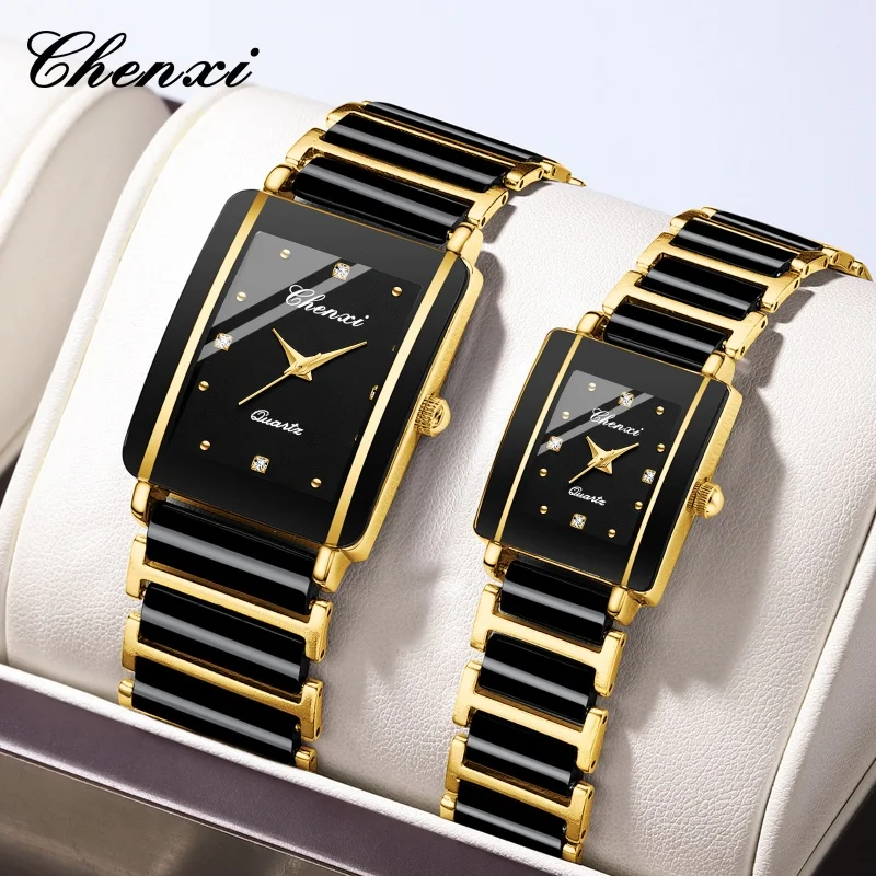 Chenxi 104a módny pár Quartz hodinky jednoduché keramické popruhy nepremokavé elegantné elegantné ženy Muži milovníci náramkov