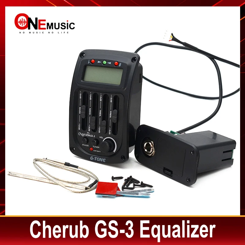 Cherub G-Tone GS-3 Akustický gitarový predzosilňovač 4-pásmový ekvalizér LCD Tuner GS-3 Piezo Pickup