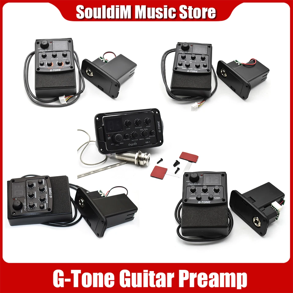 Cherub G-Tone Series Akustická gitarová predzosilňovacia gitara Piezo Pickup 3/4 Band EQ Equoen LCD Tuner s reverbom/oneskorením/zborom/širokou gitarovou ekv.