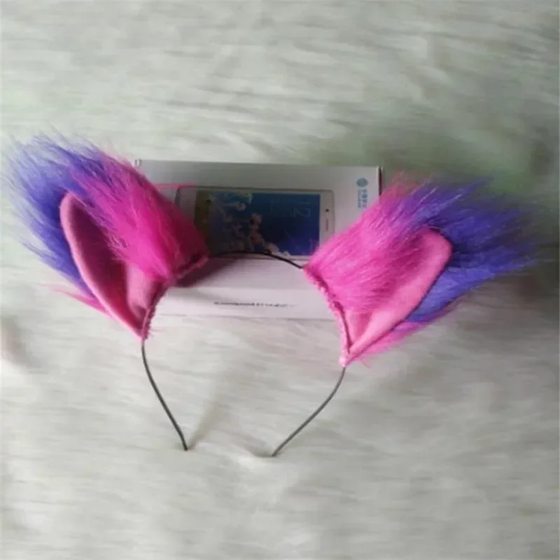 Cheshire Cat Ears plyšové chvosty čelenka ružové purpurové mačacie šaty luxusné loptičky halloween cosplay rekvizity