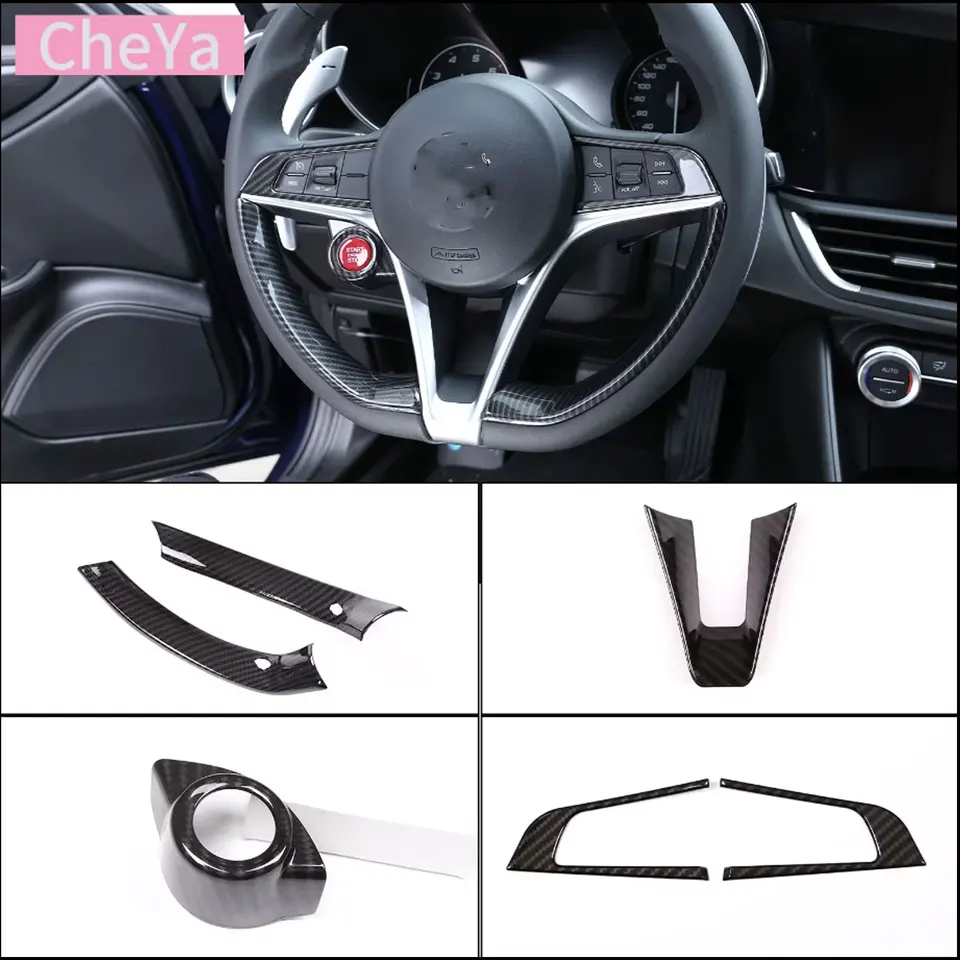 Cheya ABS Carbon Fiber Car Cover Cover Cover Cover pre Alfa Romeo Giulia Stelvio 2017-2021 Interiérové ​​príslušenstvo