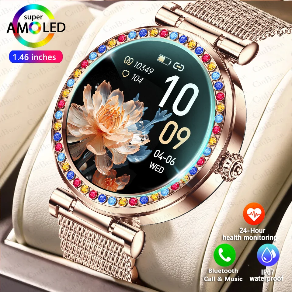 Chibear Nové inteligentné hodinky Ženy 1,27 -palcový obrazovka GPS Sport Tracker Monitor srdcovej frekvencie Bluetooth Call Darček pre smartwatch pre Xiaomi
