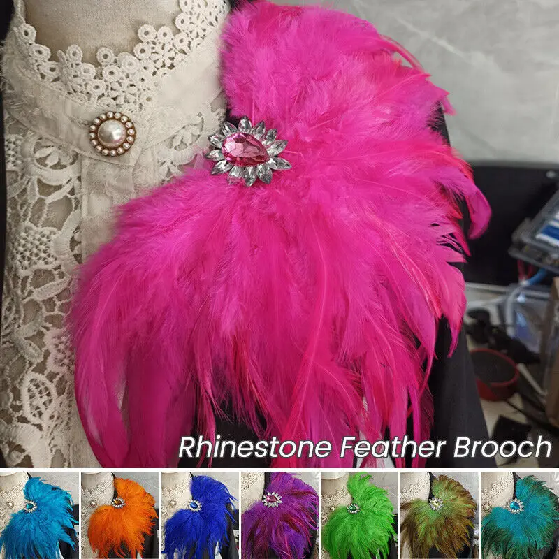Chic Ghinestone Feather Brošňa unisex krištáľový brošň