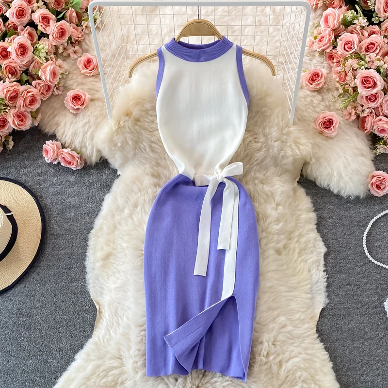 Chic O-Neck Halter Off Plede Elastic Bodycon Split Dress Sexy módne šaty Ženy Príležitostné štíhle ceruzky