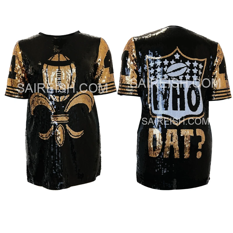 Chic Street Loose Style Funny Casual Woman Flitrované tričko Európske americké dievčatá hiphop dlhé topené tričko punk šaty Drop Drop Shipping