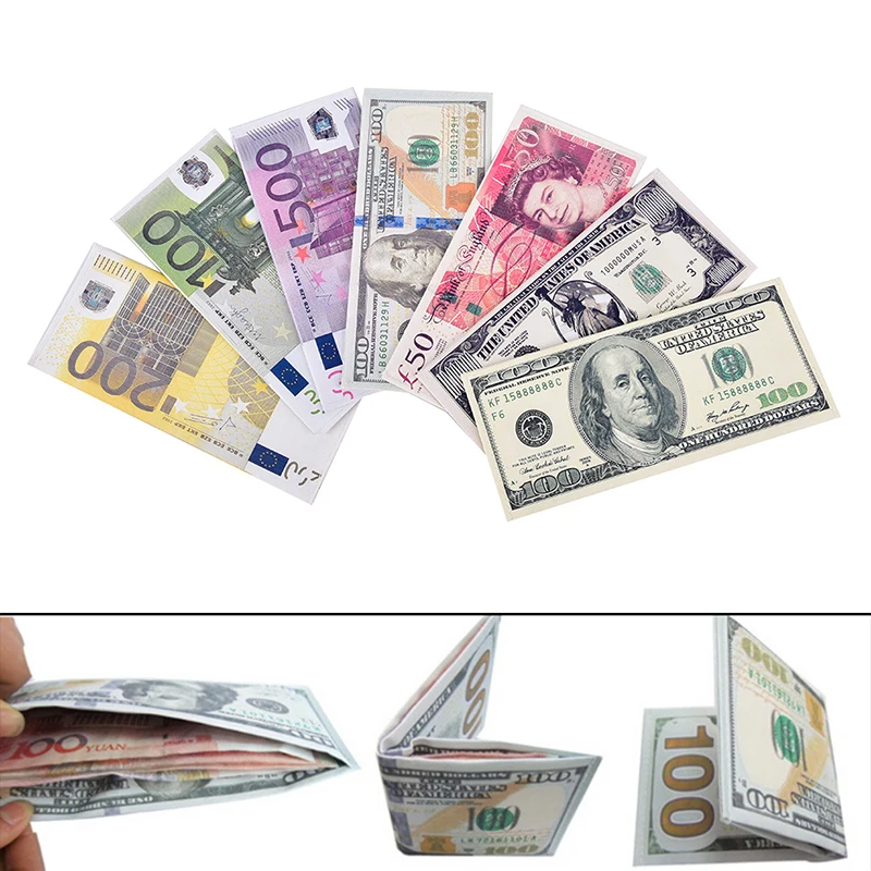 Chic Unisex Mens Womens Meny noty Vzor libry dolár euro peňaženky