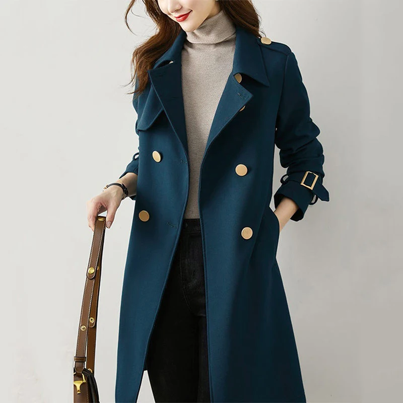 Chic Windbreaker Coat Ženy Nová jar jesenná jesenná ženská móda Móda voľné špičkové priekopa Bunda Long Caat Dámy