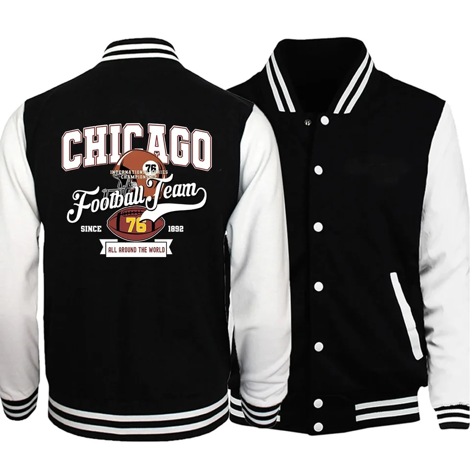 Chicago je mesto v Spojených štátoch bunda harajuku gombíka na kabátovej voľnej baseballovej uniforme gombíkov