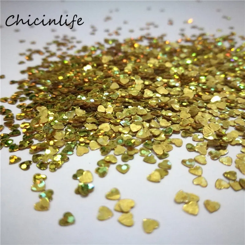 ChicinLife 1000ks/Lot Gold/Silver 3mm Wedding Heart Konfetové stolové dekorácie Svadobná hostina dekorácia konfety svadobná láskavosť