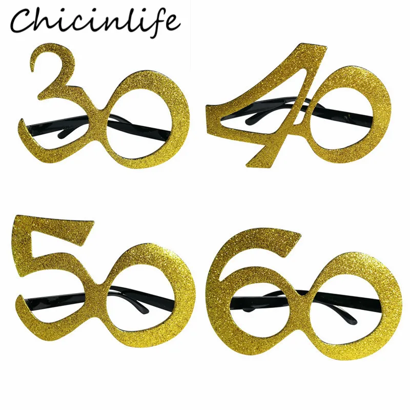 ChicinLife 1kcs 30 40 50 60 -ročné okuliare narodeninové oslavy výročie Men Men Ženy vtipné okulia