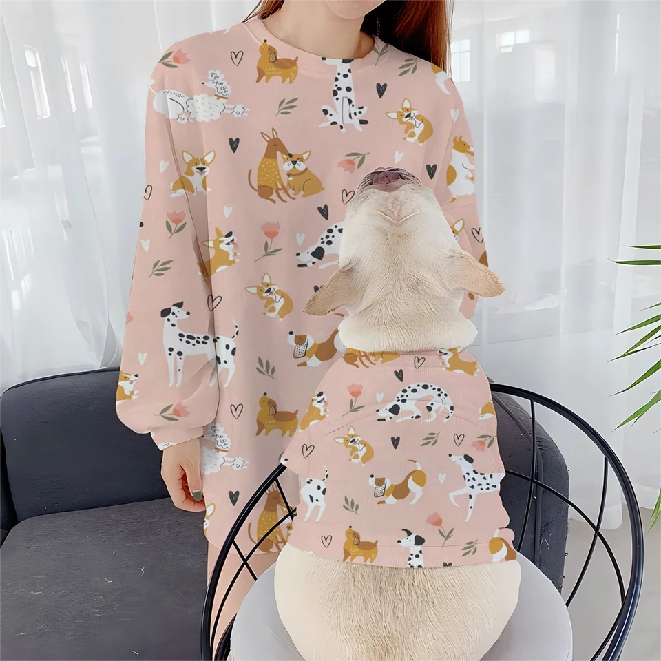 Chihuahua Zlatý retriever Disney Dalmatian tlač dámsky jesenný a zimný guľatý sveter na krk