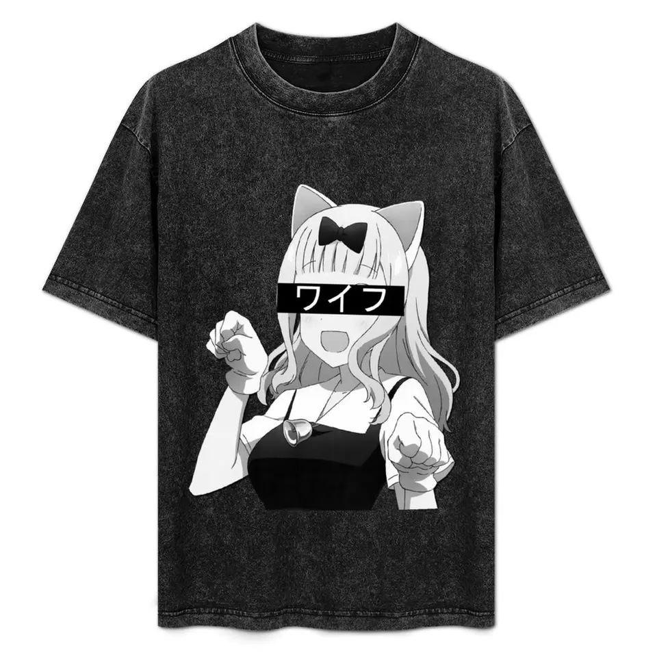 Chika Fujiwara Waifu Sticker (Kaguya Sama) Tričko hippie oblečenie estetické oblečenie Vintage bavlnené tričko muži