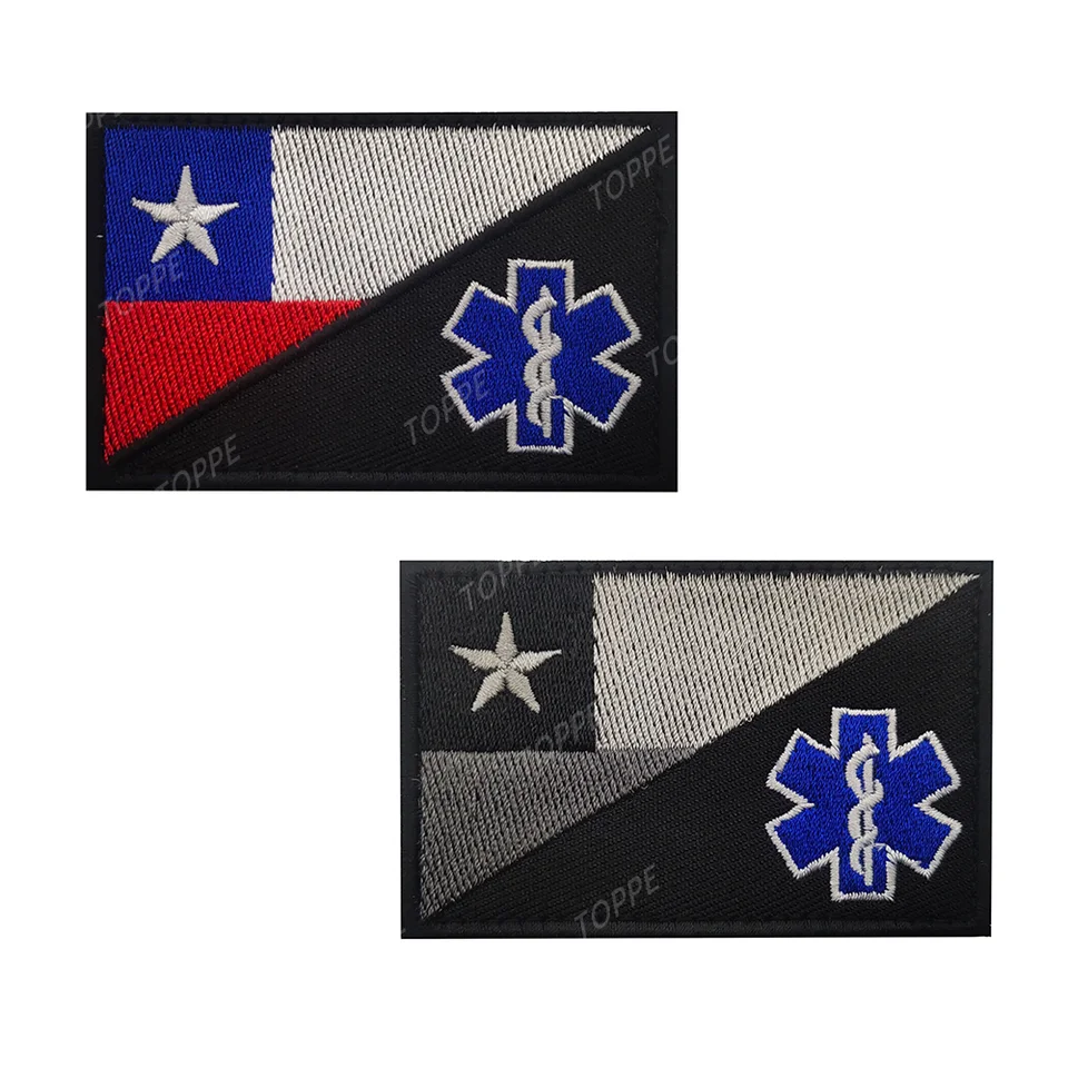 Chile Flag/EMT Star of Life vyšívacie strihy