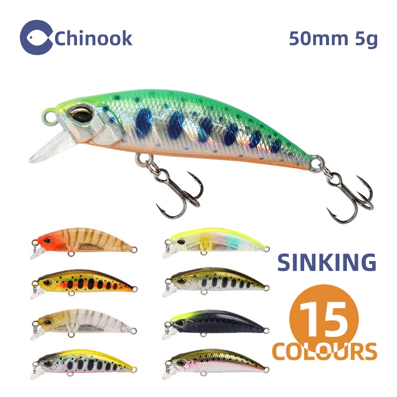 Chinook Micro Mini Sading Minnow Wobblers Rybárske návnady 50 mm 5 g umelých tvrdých návnad Jerkbait crankbait basové rybárske náradie
