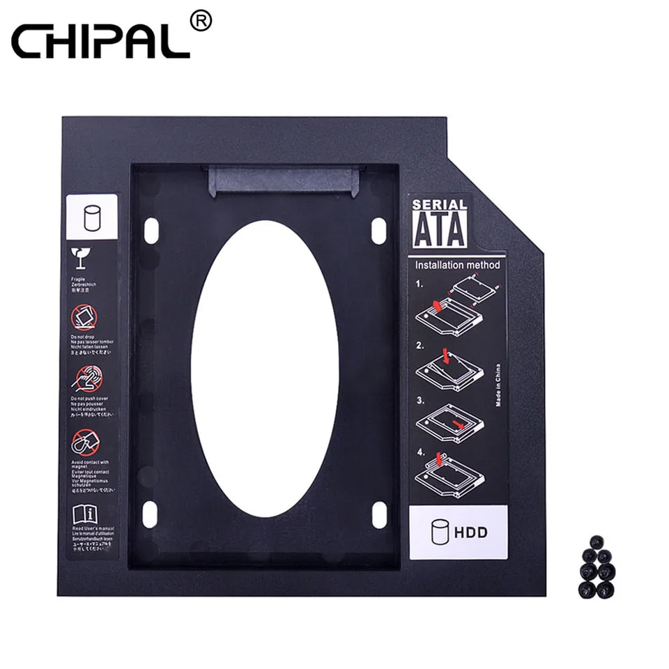 Chipal 2nd HDD Caddy 12,7 mm 9,5 mm 9 mm SATA 3,0 pre 2,5 palca SSD Puzdový adaptér Drive Drive pre notebook ODD CD DVD ROM Optibay