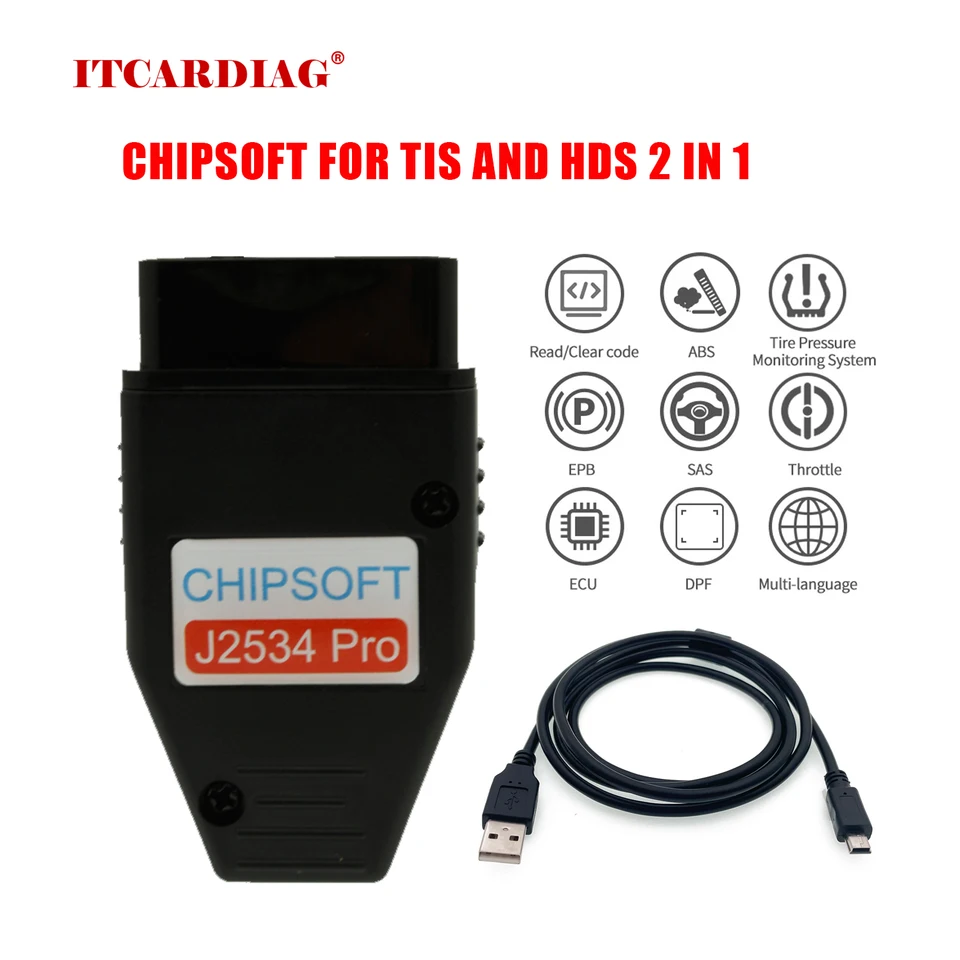 Chipsoft J2534 Pro VCI Diagnostický nástroj pre Toyota TIS Techstream 18.00.008 a pre Honda HDS 3.102.051 2 v 1 Kábel OBD skener