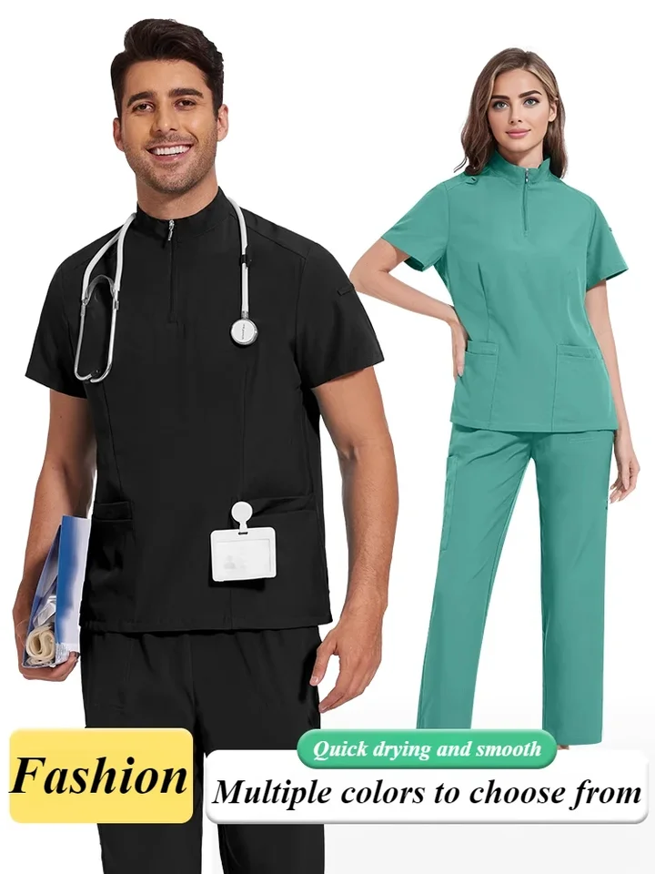 Chirurgické uniformy Žena Scrub Set Medical Nurse Beauty Salon Workwear Clinical Scrubs Top Pants Spa Doktor Ošetrovateľstvo Klinický oblek