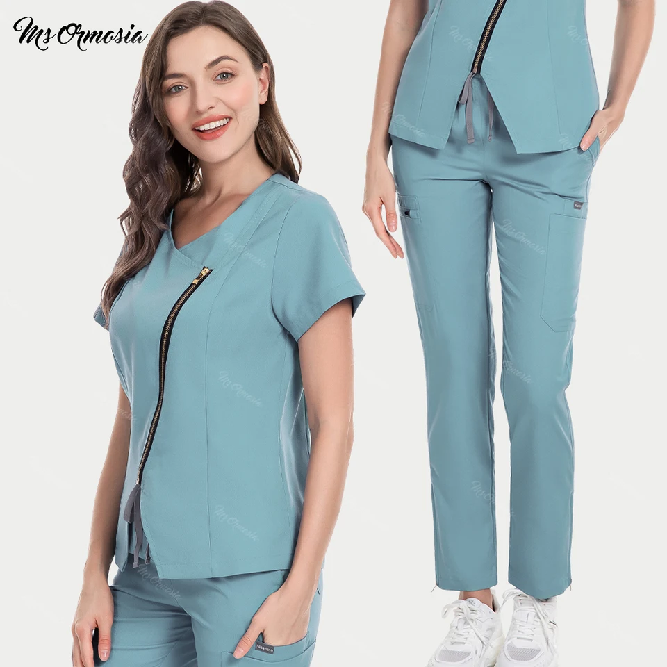 Chirurgické uniformy Žena Scrub Set Medical Nurse Beauty Salon Workwear Clinical Scrubs Top + Pants Spa Doktor ošetrovateľ