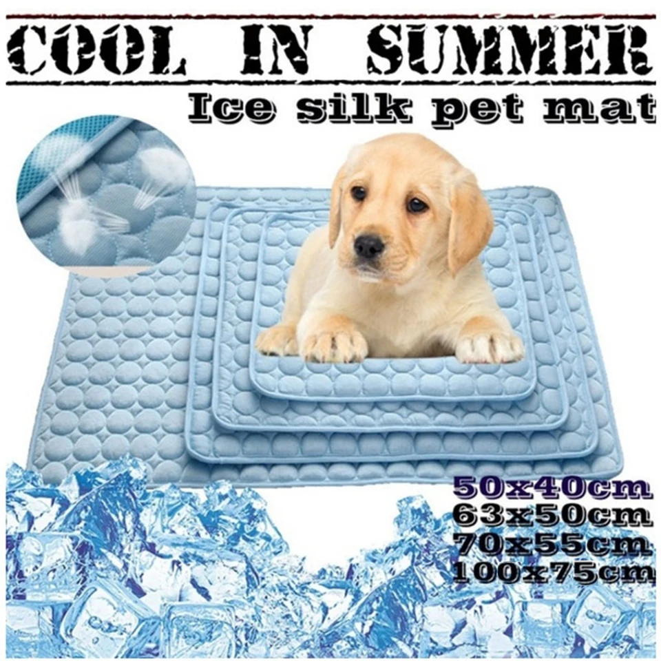 Chladenie domácich miláčikov Matka Dog Cat Sleep Pad Cool ľad hodváb vlhkosť vlhkosť vankúša leto malé zviera studené posteľ 5 veľkostí