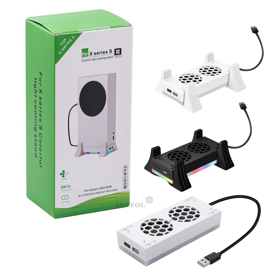 Chladenie vertikálneho stojanu 3 Zasúvacie chladič ventilátor s atmosférou farebné LED svetlo rozptyl rozpadu pre konzolu pre konzolu Xbox Series S