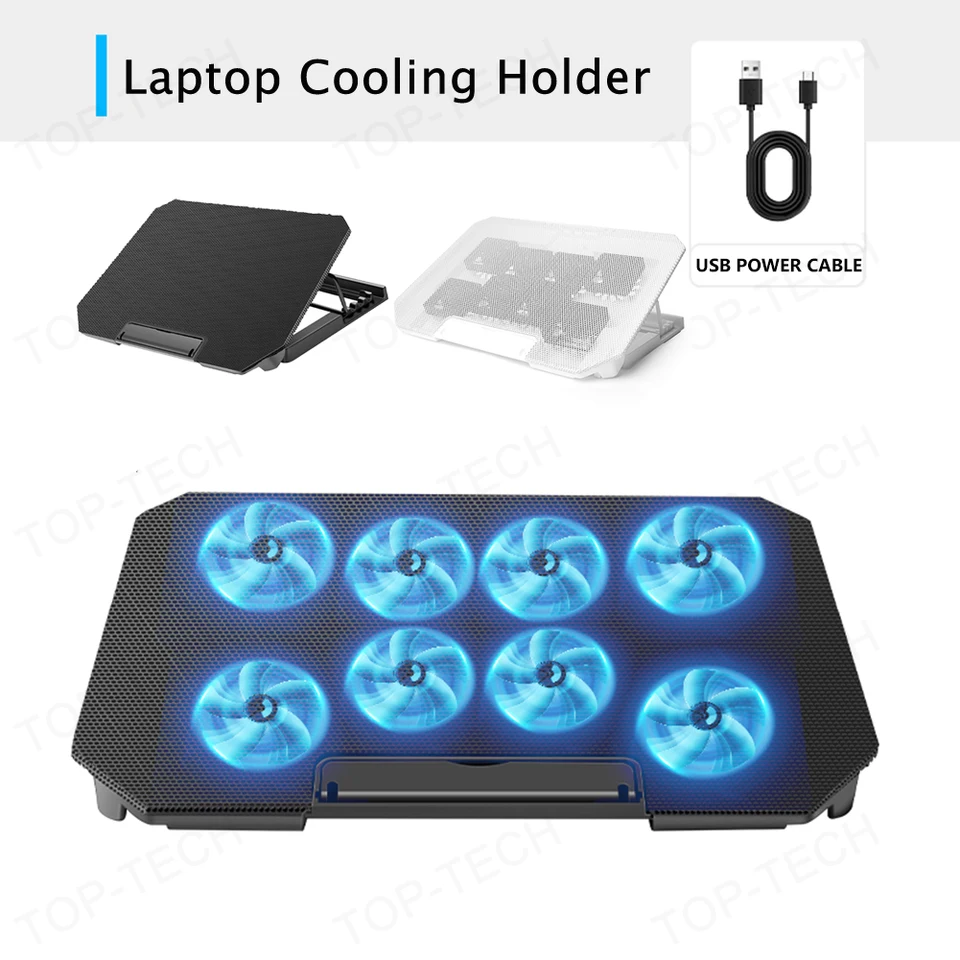 Chladiaca podložka s notebookom s 8 tichým ventilátorom notebook stánok s dvojitým USB skladateľnými tabletami pre 15,6 palca