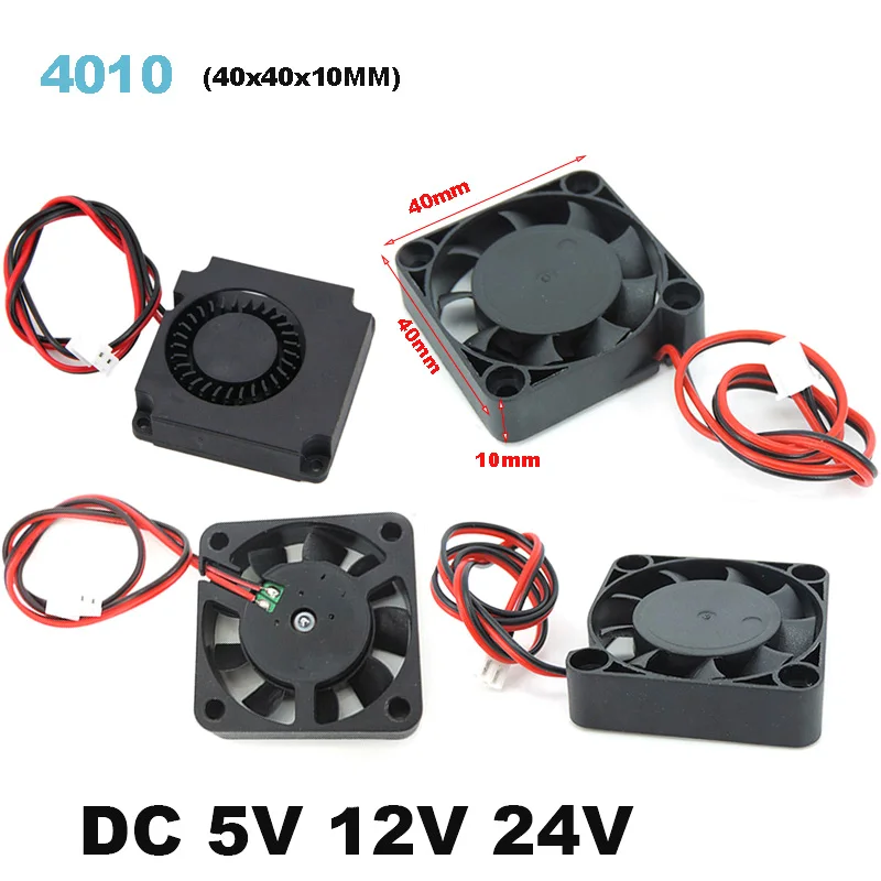 Chladiaca ventilátor 3D tlačiarne, 4010 Blower 40x40 x 10 mm hydraulický ložový kefový kefový DC 12V 24V chladiacich ventilátorov pre 3D tlačiareň J17