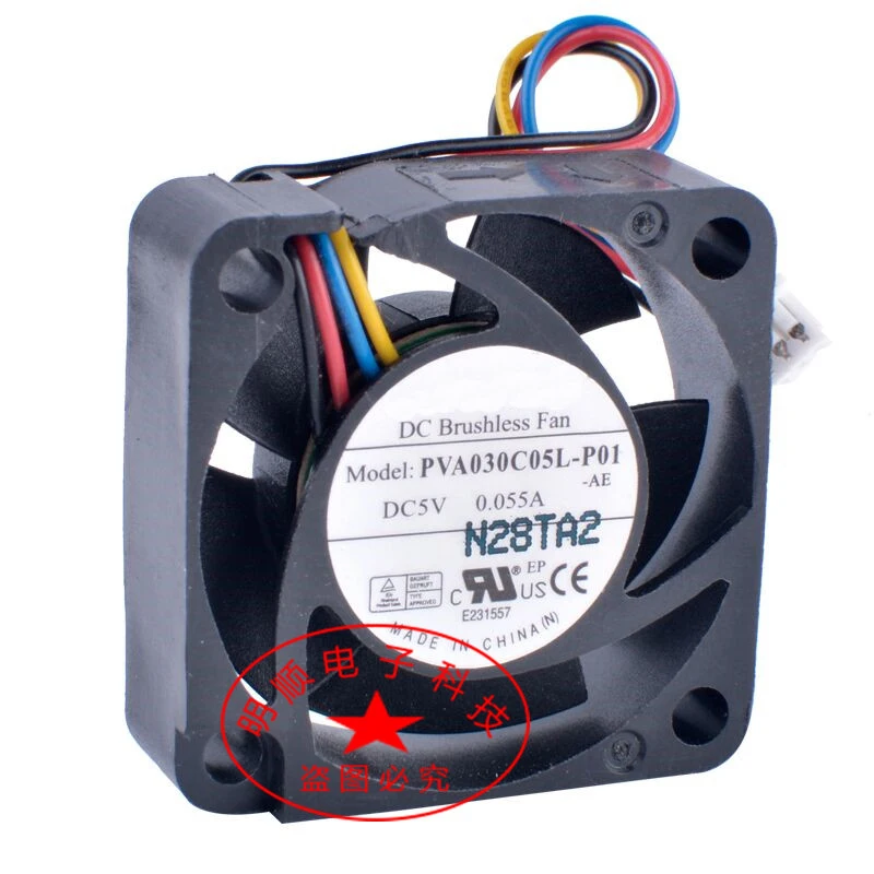 Chladiaci ventilátor 2ks pre PVA030C05L-P01 3010 3cm 30 mm ventilátor 5V 0,055A 4-vodičový 4pinový laptop ultra tichý hydraulický ventilátor MC30101V1-D01U-S99