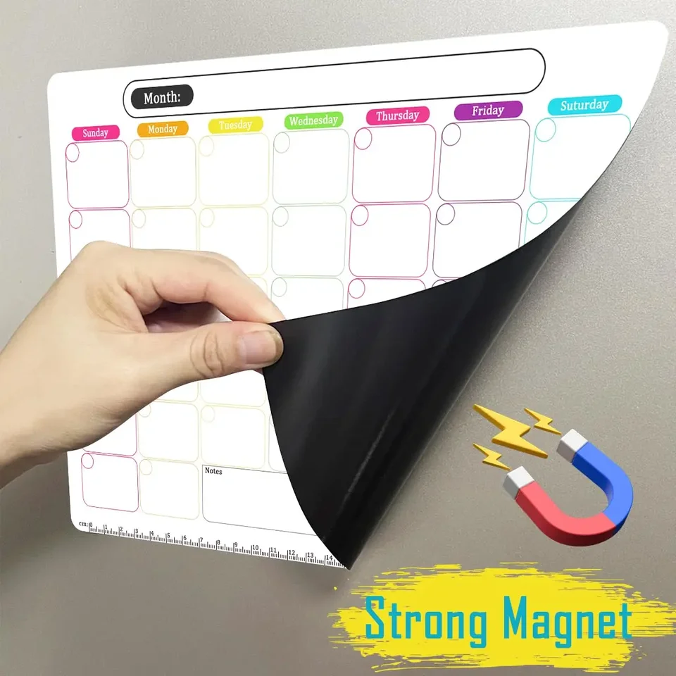 Chladnička Magnetická tabuľa Kalendár suché vymazanie kalendár pre chladničku, Magnety chladničky Mesačný chladničkový kalendár magnet