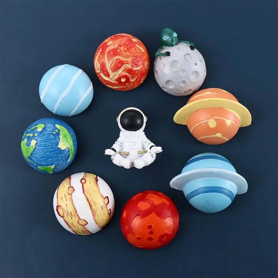 Chladnička magnetu karikatúra kreatívna planéta magnetická nálepka chladnička magnet dekorácie vesmírne raketoplán Jupiter Saturn Earth