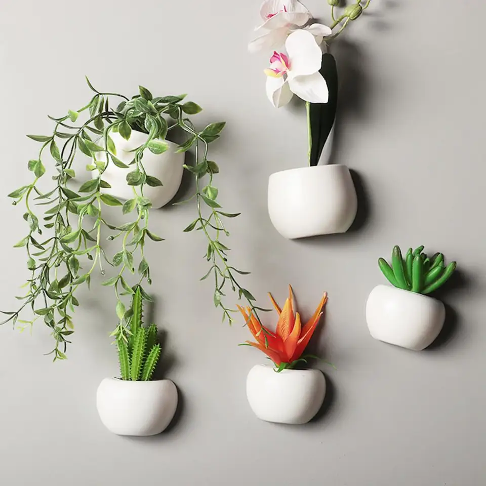 Chladnička Magnety črepletené umelé zelené sukulentné rastliny bonsai sada falošná kvetinová váza suvenír Blackboard Magnetické nálepky