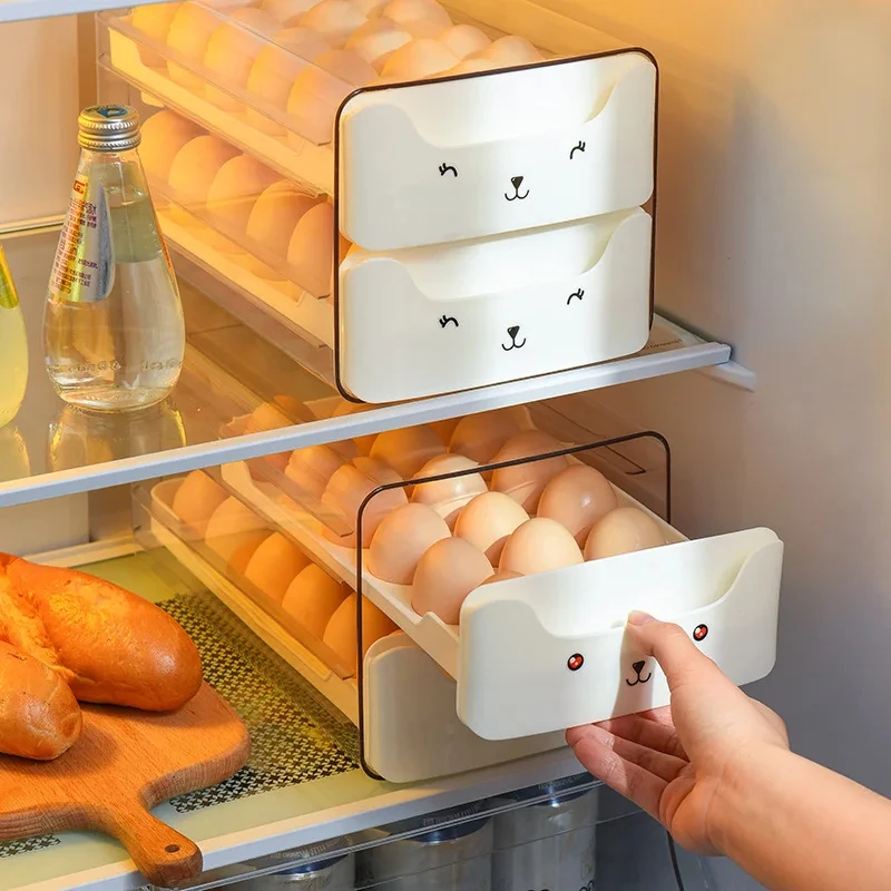 Chladnička vajíčka Storage Box Plastické dvojité stohovanie zásuvky Typ Egg Special Organizácia Storage Box