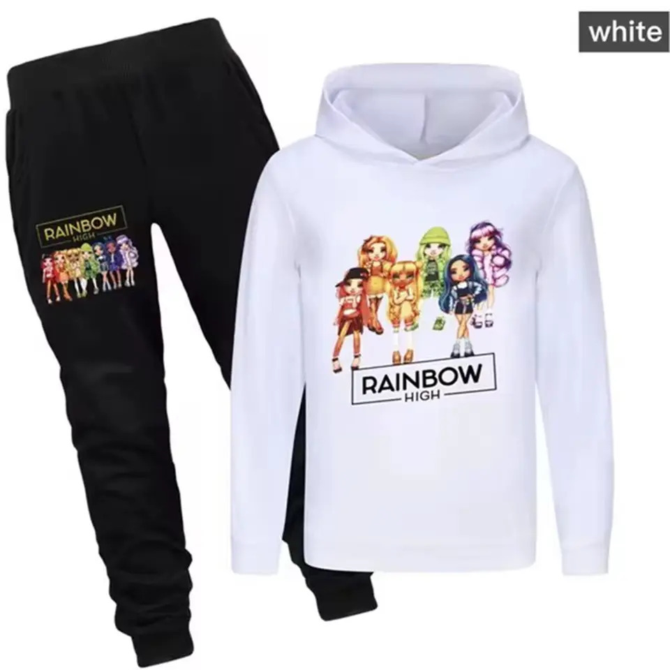 Chlapci Dievčatá dúha vysoká mikina jar jesenná súprava anime karikatúra tlač deť