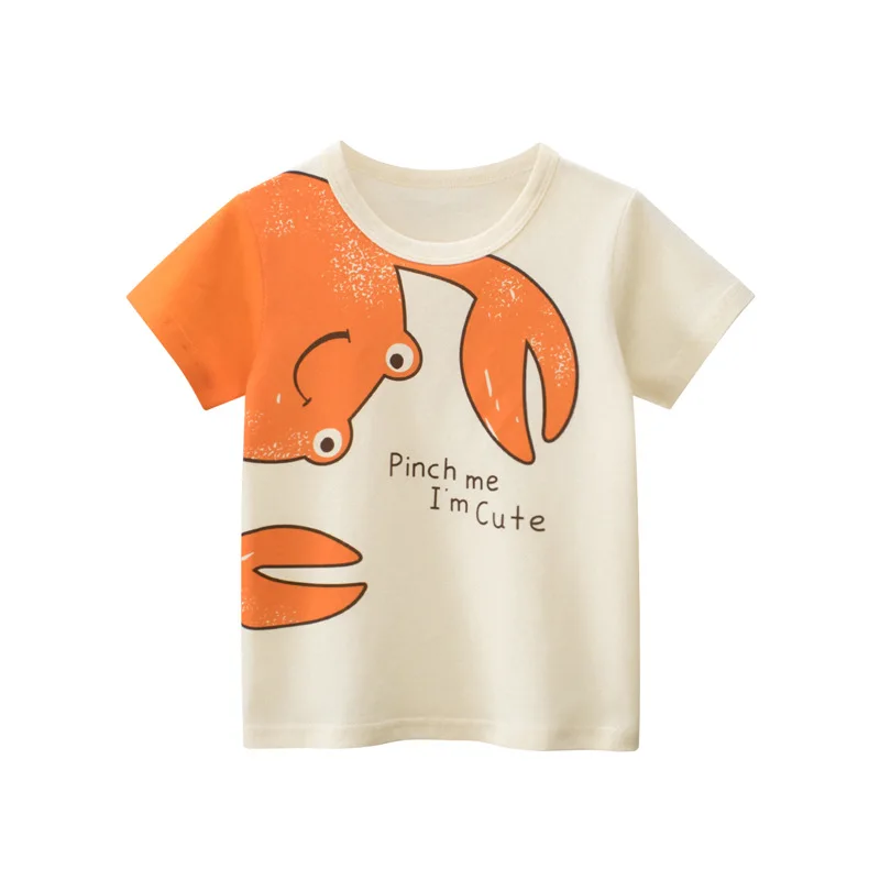 Chlapci tričká letné detské topy Tops Tees Boy Boy Cotton Clothes Kartoon Krab Tričko s krátkym rukávom