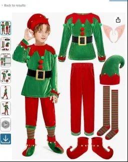 Chlapci vianočný outfit top+nohavice+klobúk+topánky Santa Claus elfov