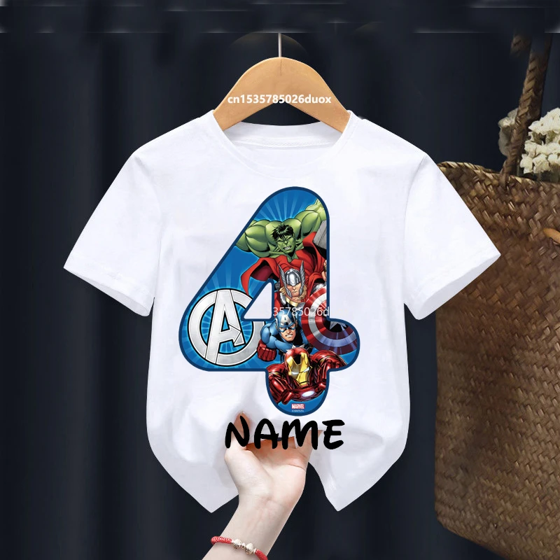 Chlapec 2 3 4 5 6 7 8 9 Narodeniny Marvel superhrdina letné letné tričko s krátkym rukávom