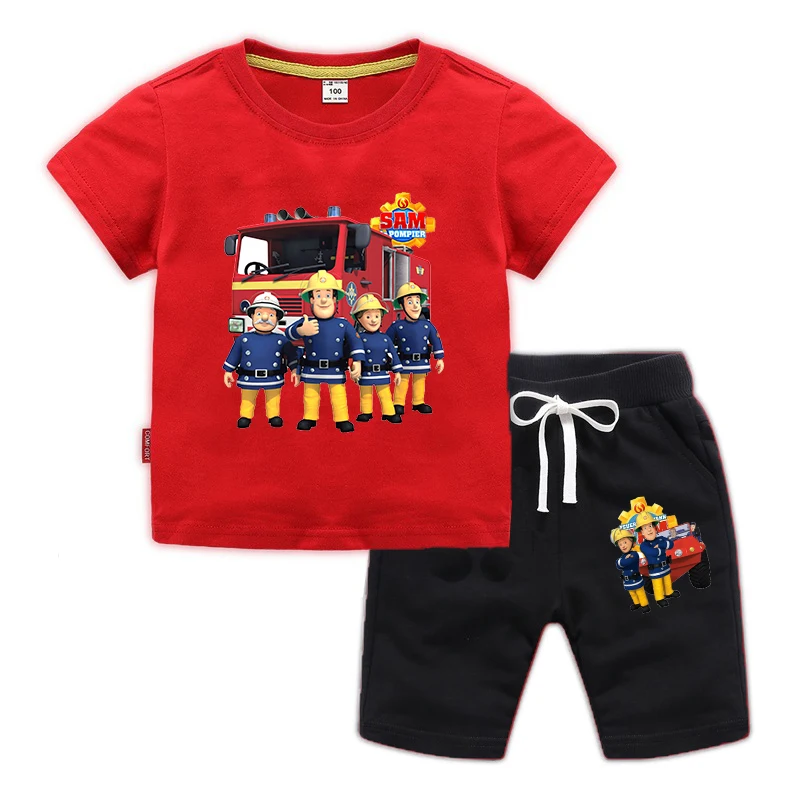 Chlapec a dievča Sam Fireman T tričko KREATS SET DETS TOPS+PANTS OUTBITY