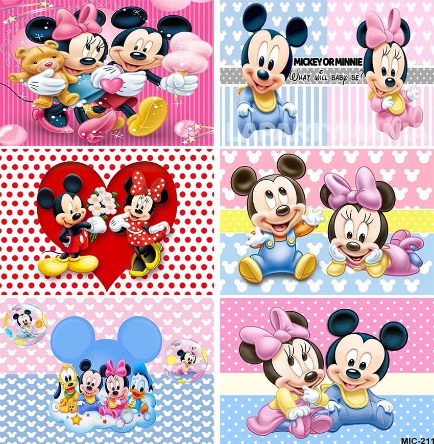 Chlapec alebo dievča pohlavie odhaľujú zásoby večierkov Oh, detské pozadie Minnie Mickey Mouse Baby Shower Shower