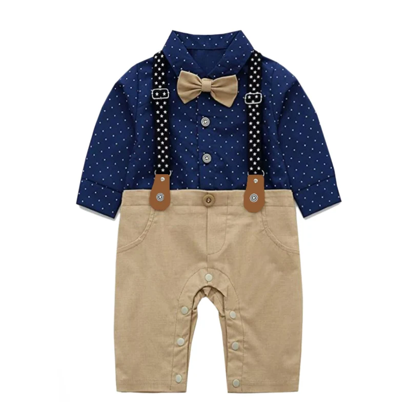 Chlapček prvé narodeniny outfit s dlhým rukávom Kid Formálny gentleman butik Boutique set batoľa bavlnené bodysuit s podväzkovým oblečením