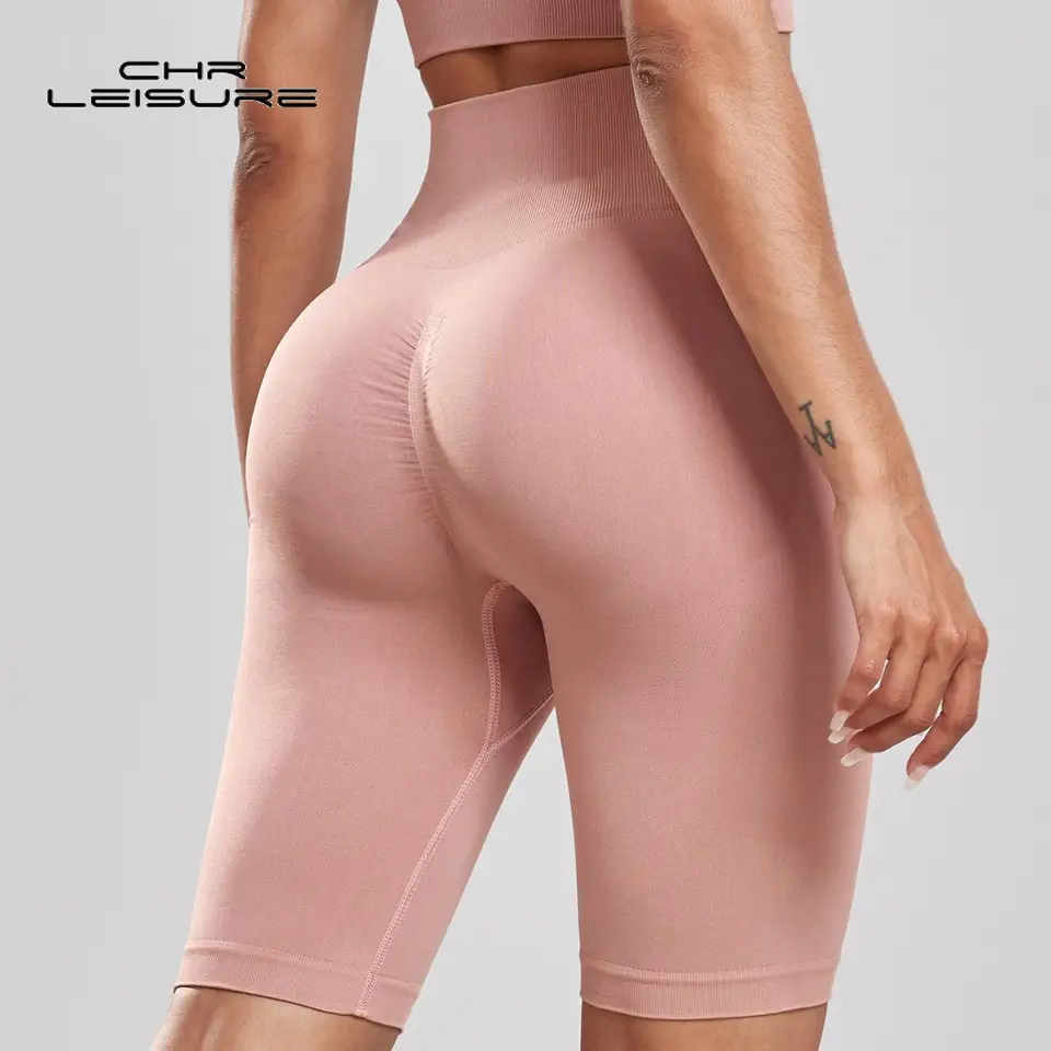 Chleisure letná sexy telocvičňa Krstiky Krátky pevné farby Vysoký pás fitness športové šortky push Up Skinny Stretch krátke nohavice